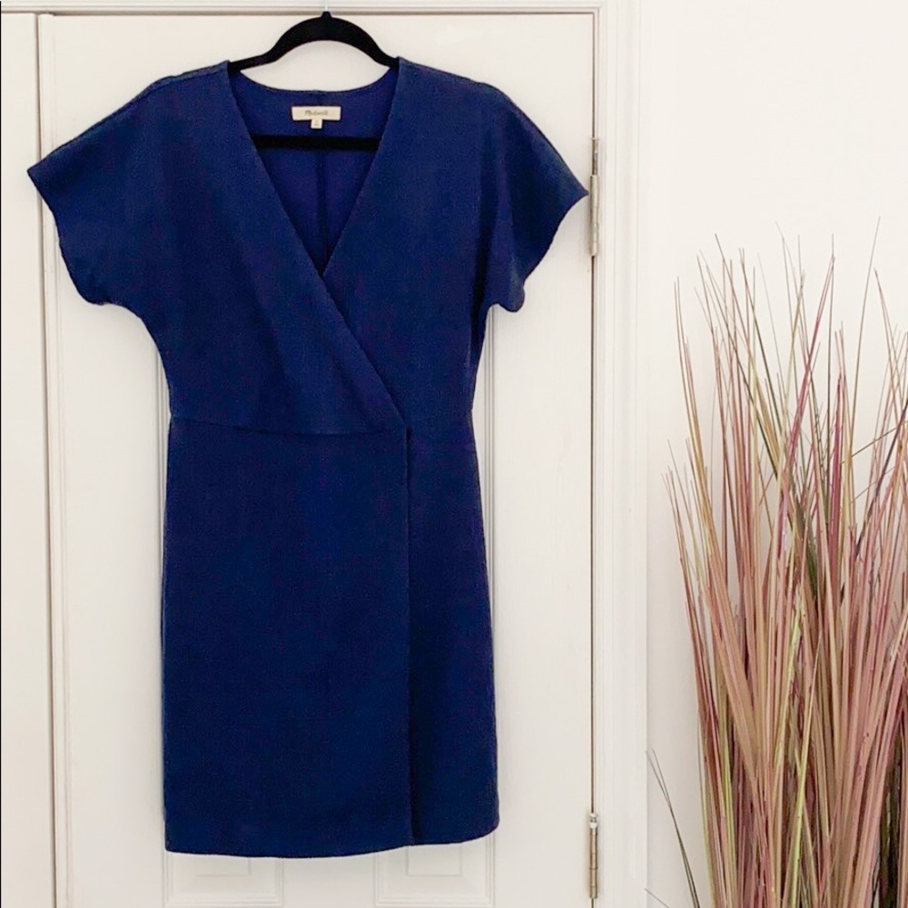 Madewell cross front flutter sleeve mini dress
